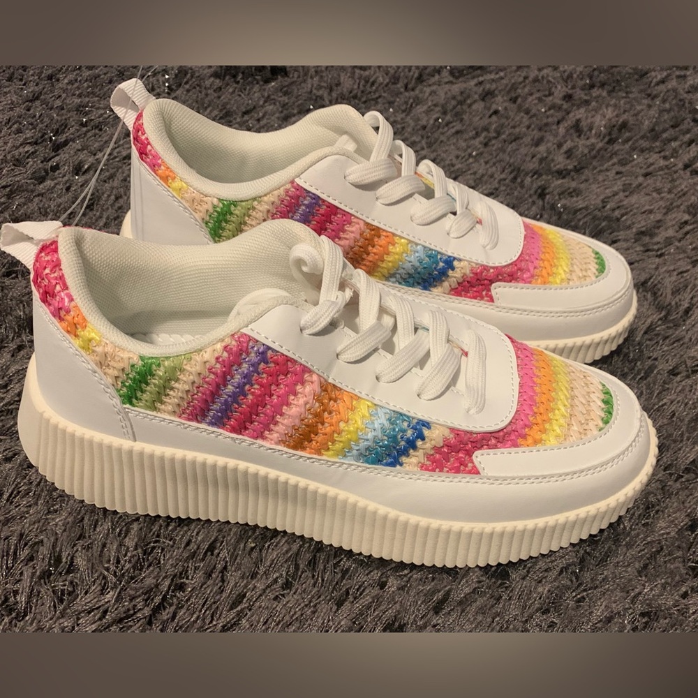 La Sheelah Rainbow Platform Sneakers